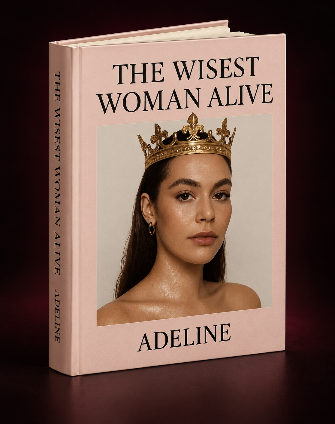 The Wisest Woman Alive by Adeline, shown slightly open against a dark background